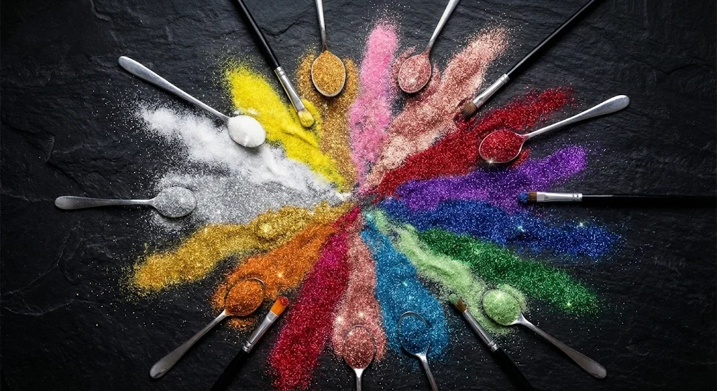 All 13 LusterDust colors arranged in a circle